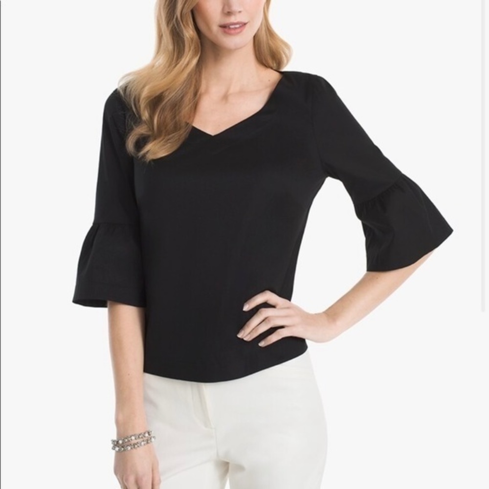 WHBM Black Emma Poplin Blouse